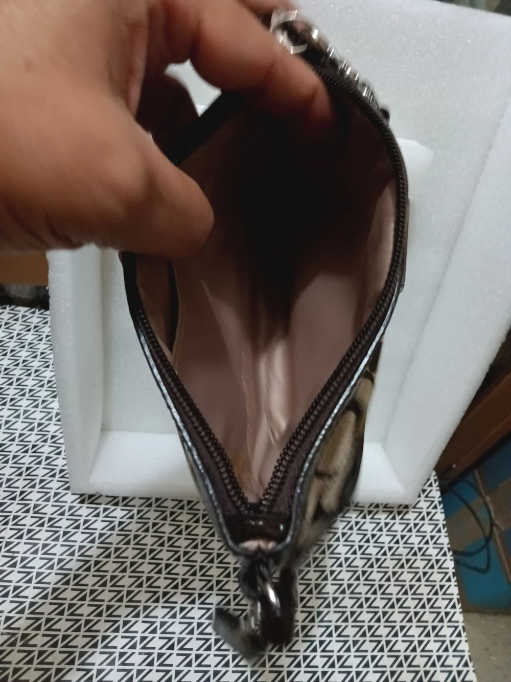 Coach Brown Signature Canvas Wristlet with Dark Trim